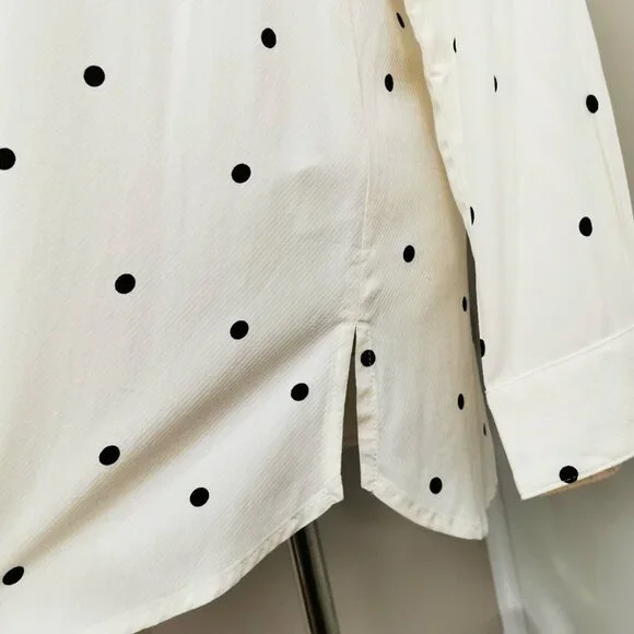 OLD NAVY  NEW Button up Polka Dot Shirt Crean Black SIZE (M) - Picture 2 of 7